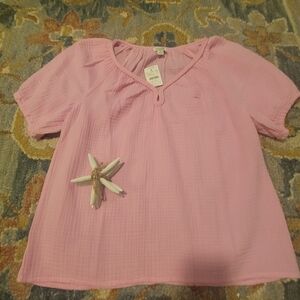 JCrew Light Pink Short Sleeve Gauze Top